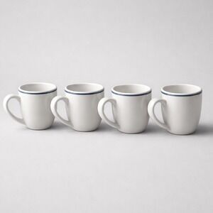 Oneida Maitre De Porcelain Coffee Mugs Set of 4 White Navy Blue Excellent Bistro
